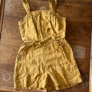 Old Navy Yellow Sleeveless Romper with Tie Waist